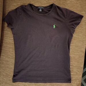 Ralph Lauren Polo Women’s Navy Tee Green Logo Size S Casual Cotton *damaged*